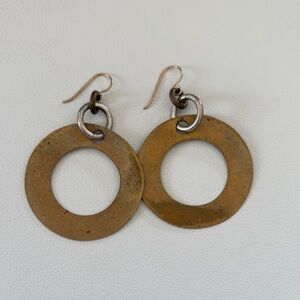 LochlinSmith Hollow Hoops Handmade Earrings - Silver & Brass